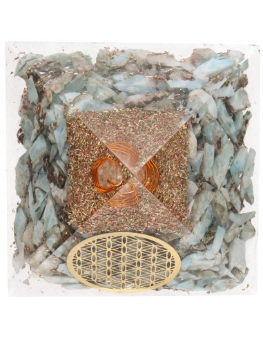 Larimar Pyramid in Resin with Flower...