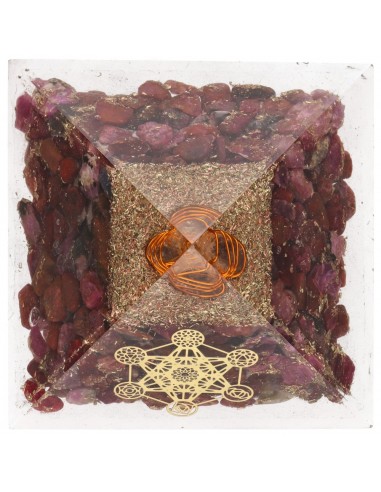 Pirâmide de resina rubi com Metatron...