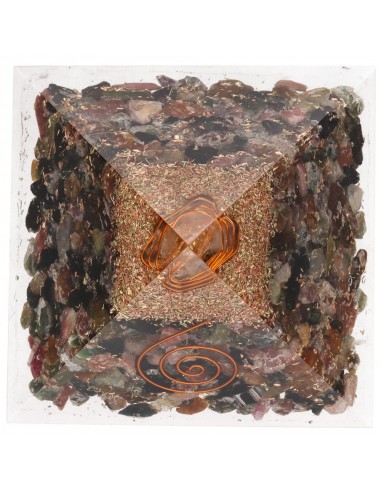 Pyramide de tourmaline bicolore en...
