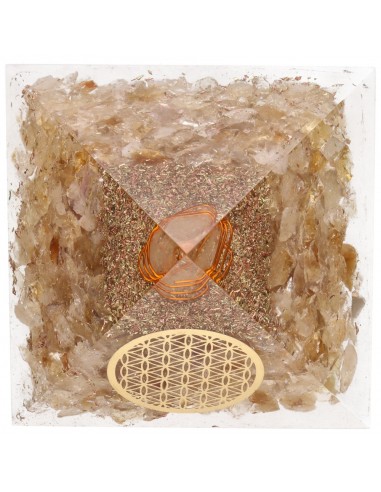 Resin Citrine Pyramid with Flower of...
