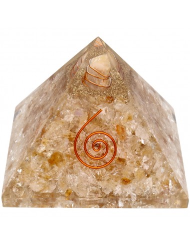 Resin Citrine Pyramid with Spiral 7x7cm