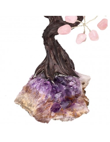 Arbre moyen en quartz rose avec base...