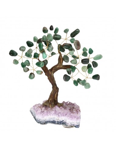 Petit arbre en quartz vert avec base...