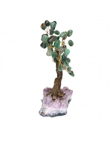 Petit arbre en quartz vert avec base...