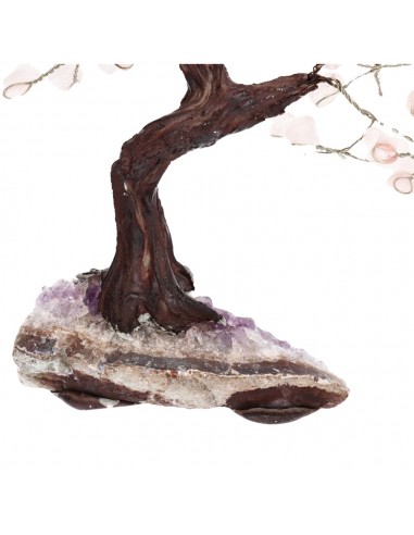 Petit arbre en quartz rose avec base...