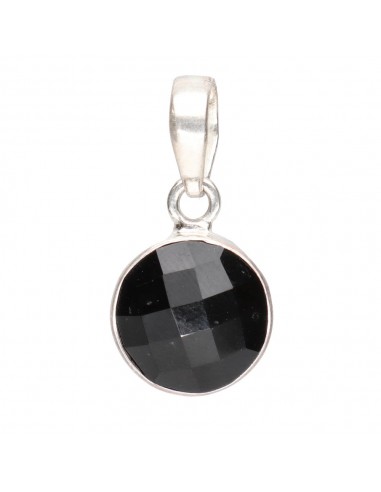 Faceted Circle Onyx Pendant -...