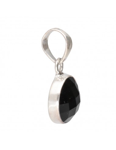 Faceted Circle Onyx Pendant -...