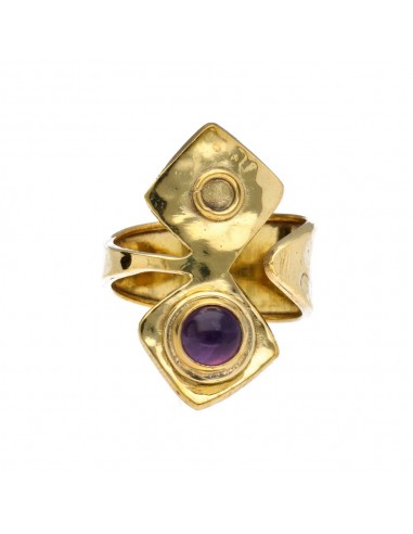 Bronze Ring with Amethyst and Rhombus...