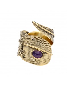 Bronze Feather Ring with...