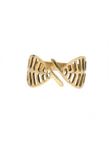 Double Leaf Open Bronze Ring -13-