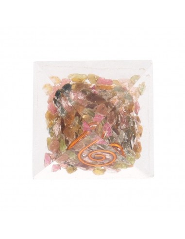 Pyramide de tourmaline multicolore en...