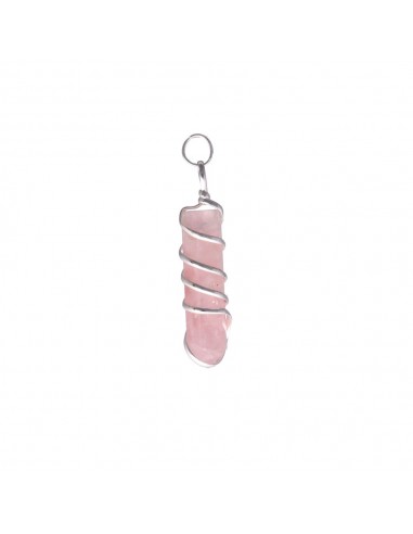 Silver Plated Spiral Rose Quartz...