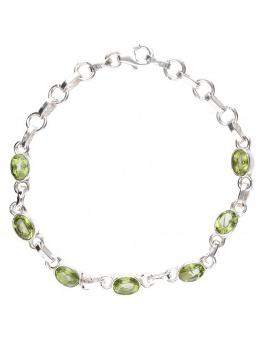 Pulsera Facetada de Peridoto en Plata...