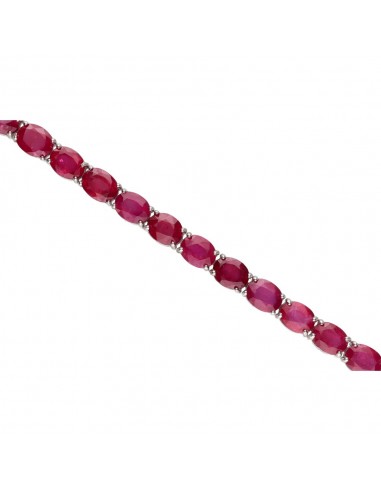 Pulseira de rubi facetada em prata...