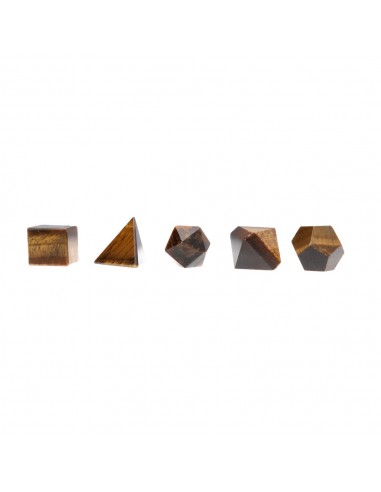 Set of Platonic Shapes in Tiger's Eye