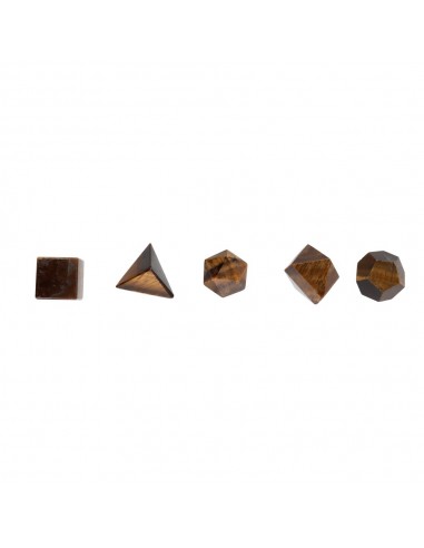 Set of Platonic Shapes in Tiger's Eye