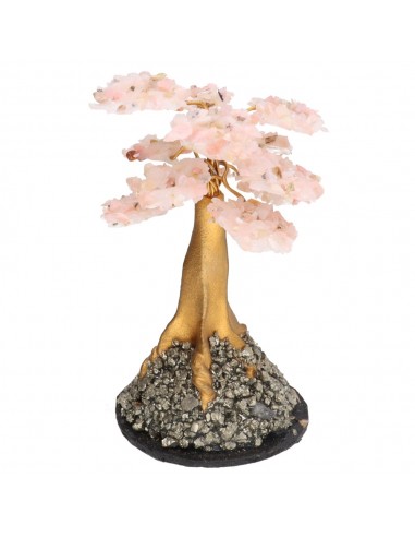 Mini arbre en opale rose avec base en...