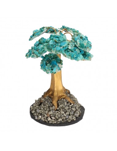 Mini Chrysocolla Tree with Pyrite Base