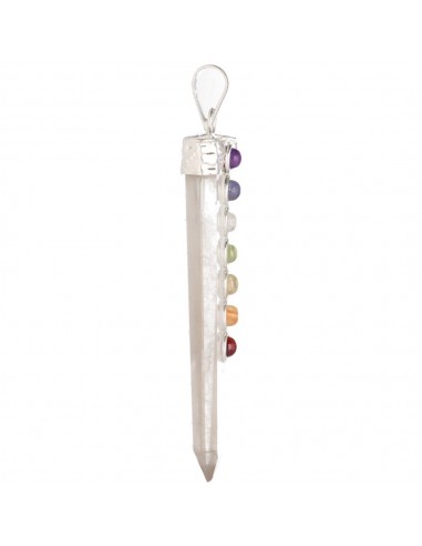 Pendentif argenté en quartz à pointe...