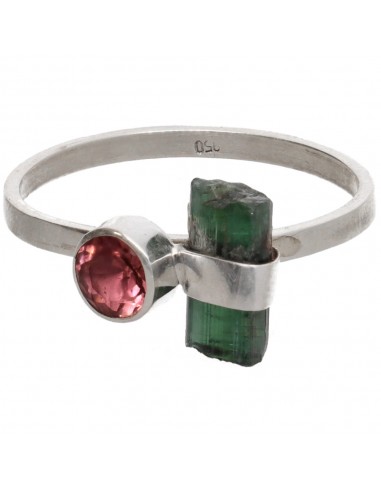Anel Turmalina Verde e Turmalina Rosa...