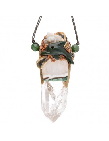 Pendule dauphin et fleur d'opale