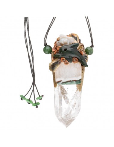 Pendule dauphin et fleur d'opale