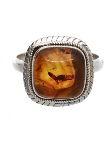 Bohemian Square Amber Ring in 925...