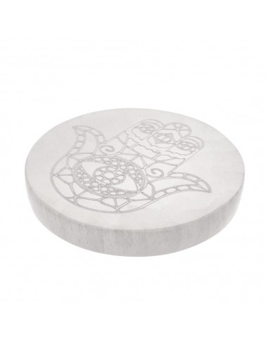 Plaque circulaire en sélénite Main de...