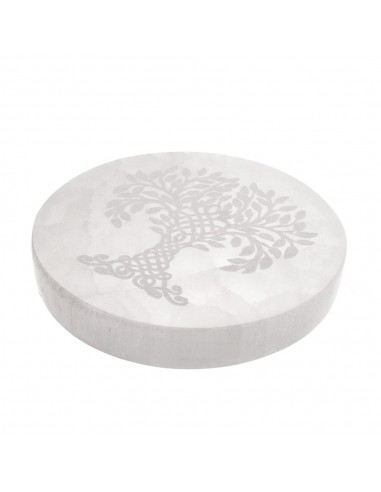 Circular Selenite Tree of Life Plaque