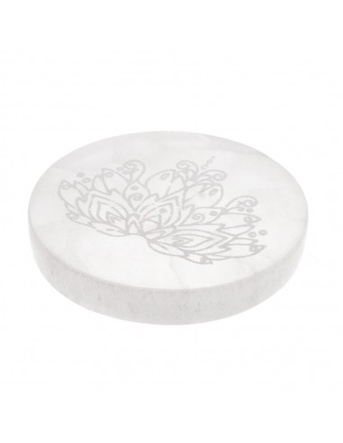 Circular Lotus Flower Selenite Plate