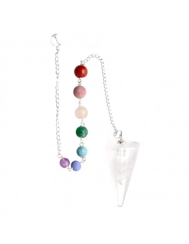 Faceted White Quartz Pendulum with...