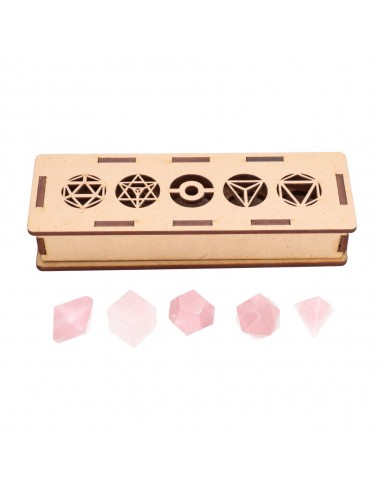 Pack Formas Platónicas de Cuarzo Rosa