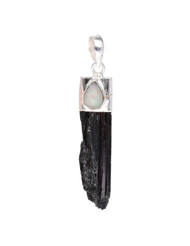 Black Tourmaline Pendant with Opal...