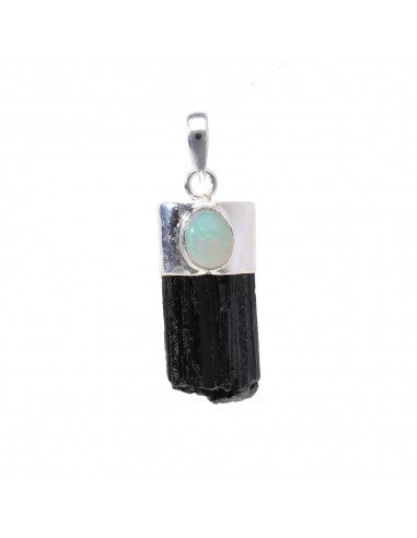 Tourmaline Pendant with Opal Oval in...