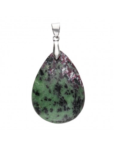 Pendentif cabochon en zoisite et rubis