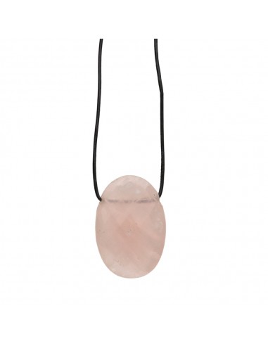 Pingente de quartzo rosa com corda...