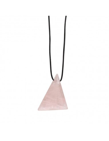 Pendentif en quartz rose avec corde...