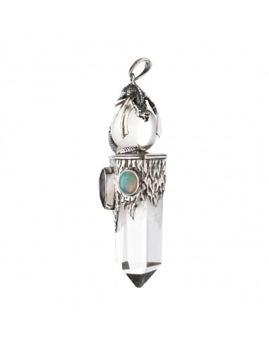 Quartz Pendentif Dragon Pointé Argent...