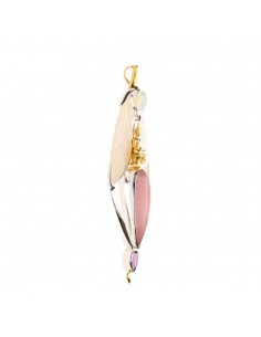 Pendentif en quartz rose en... 2