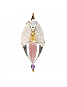 Pendentif en quartz rose en...