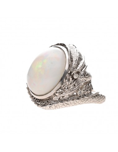 Anillo de Ópalo con Diamantes Plata...