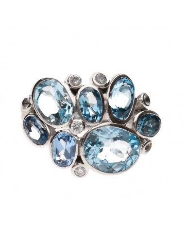 Topaz Ring with Diamonds 925 Sterling...