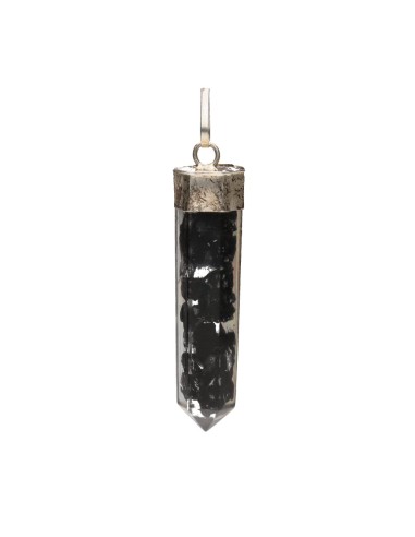 Silver Plated Resin Shungite Tip Pendant