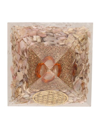 Pink Opal Resin Orgonite Pyramid with...