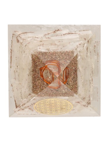 Sélénite Orgonite Pyramide en résine...