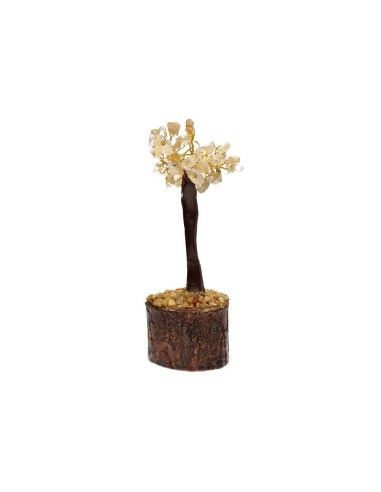 Petit arbre en citrine avec base en bois