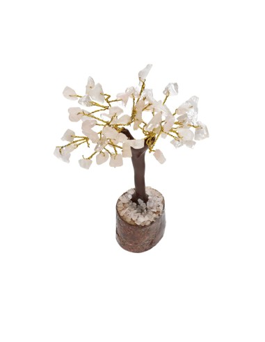 Small Rose Quartz Tree with Wooden Base