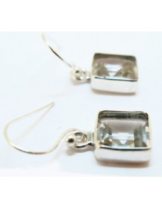 Pendientes Cuarzo Transparente Cubo Facetado 9mm - Plata de Ley 925 2