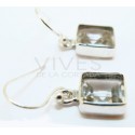 Boucles d'oreilles Quartz Cube transparent à facettes 9mm - Argent 925