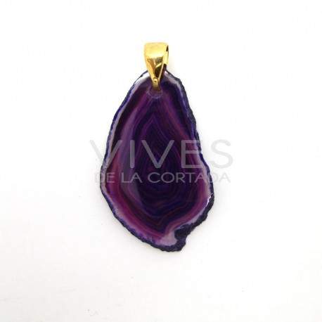 Pendant of Lilac Tinted Agate (Gold Plated)